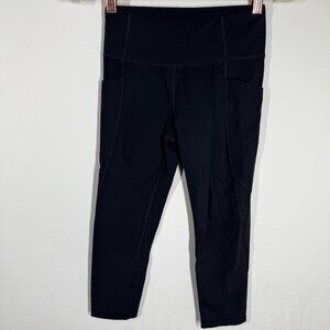 Athleta Girl High Rise Stash Your Treasures Capri Leggings Size Large Black